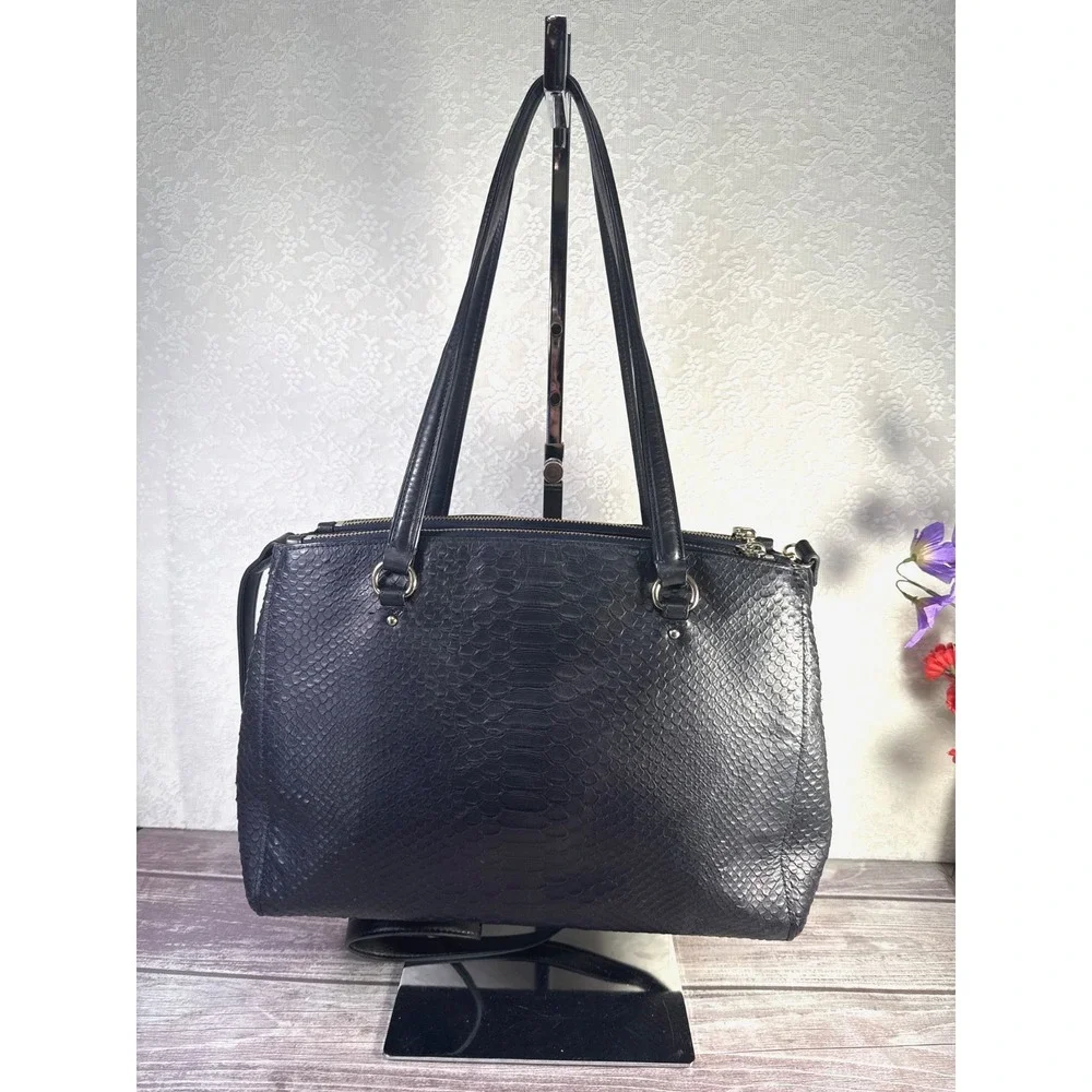 Coach 36879 Stamped Snakeskin Stanton Carryall‎ Navy Leather Handbag